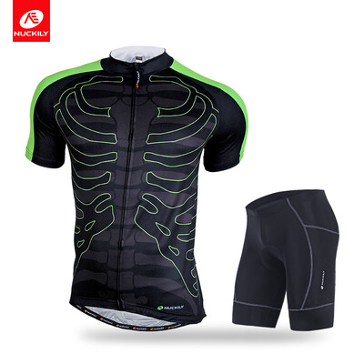 

NUCKILY Mens summer road bike jersey with silicone gripper on hem&custom design short suit