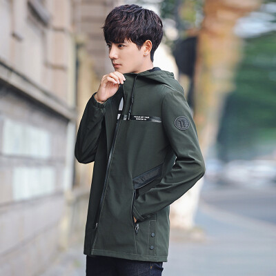 

In the long section of men 's jacket coat casual tide hooded jacket young men as gift for men's