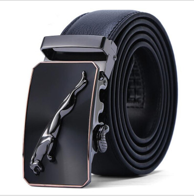 

The new brand belt men 's leather automatic buckle belt Jaguar buckle cow leather gift box packaging