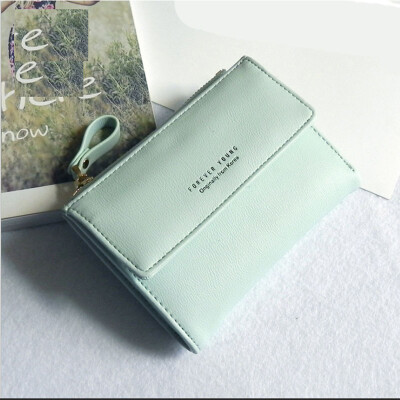 

New women's models wallet fashion simple buckle short paragraph two fold zipper bag wallet card package purse