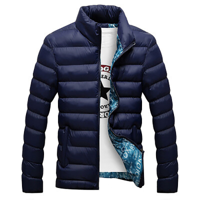 

2017 new men's winter stand collar cotton dress Slim warm down jacket