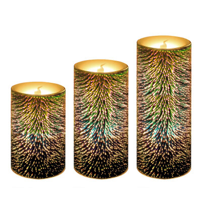 

GiveU 3D Flameless Led Candles with Timer, Battery Operated Candles Color Changing Pillar Candles Firework Light, for Wedding Deco