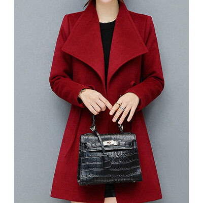 

2017 autumn and winter new fashion in the long section of Slim was thin wool coat jacket