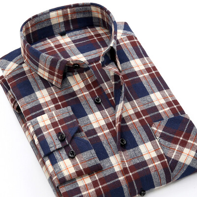 

2017 fashion new comfortable men's cotton casual flannel shirt cotton men's lattice long-sleeved shirt
