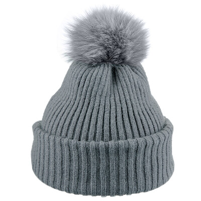 

Shi Dan Caesar hat female autumn&winter warm wool hat double Korean version of the pure color knit hat ball cap gray 55cm-57cm