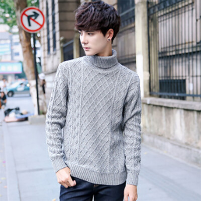 

2017 autumn new men's sweater fashion Korean version of the high-necked diamond-shaped sweater shirt shirt men's sweater
