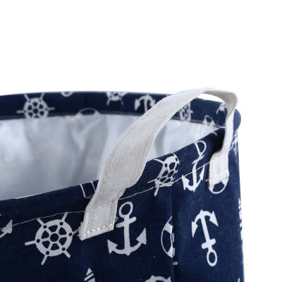 

Drawstring Waterproof Round Laundry Basket Cotton Linen Storage Basket Cartoon Pattern Collapsible