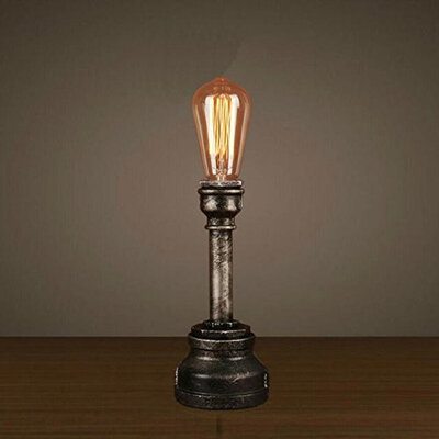 

BOKT Retro Loft Minimalist 1-Light Mini Industrial Steampunk Desk Lamp Water Pipe Table Light Bedside Home Decor