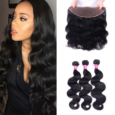 

Peruvian Body Wave 3 Bundles With Lace Frontal Weave Peruvian Virgin Hair With Lace Frontal Closure Body Wave With Closure