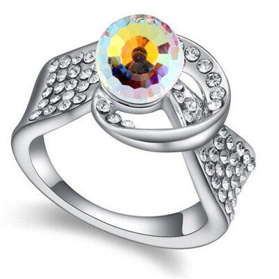 

Austrian Crystals Women Solitaire Blue Stone Ring Fashion Jewelry Party Anillo Gifts Bride Wedding Accessorios 17136