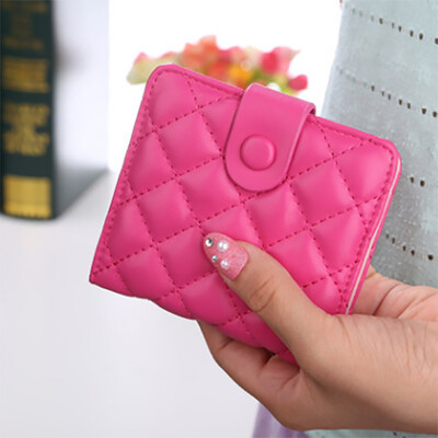

2017 new short wallet Korean version of the soft side of the embroidery package buckle lady wallet short paragraph multi-card card