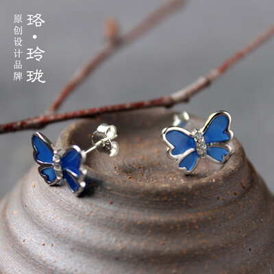 

Luo Linglong s925 sterling silver butterfly earring women fashion earring jewelry