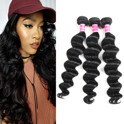 

Fine Plus Loose Wave 3 Bundles 7A Grade Brazilian Unprocessed Virgin Human Hair Weave 95-100gbundle Silky Hair Extensions
