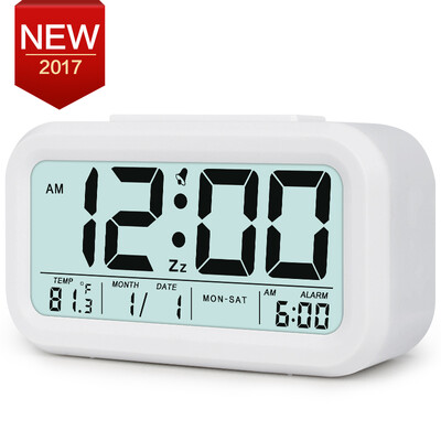 

Digital Alarm Clock Student LCD Display Snooze Kids Clock Light Sensor Calendar Temperature Date Nightlight Office Table Clock
