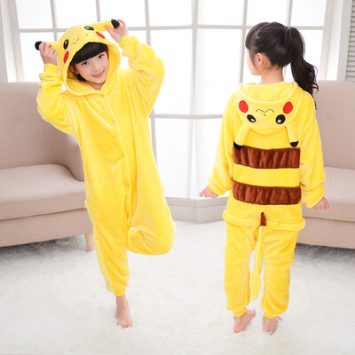 

Children Pokemon Pikachu Anime Onesie Kids Girls Boys Warm Soft Cosplay Pajamas One Piece Sleepwear Halloween Costumes