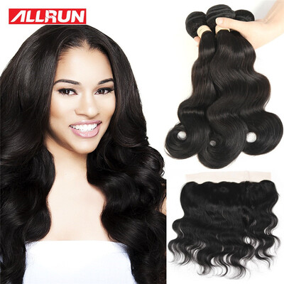 

Allrun Hair Peruvian Virgin Hair Body Wave Bundles With Lace Frontal Closure 134Lace Frontal Closure With Bundles
