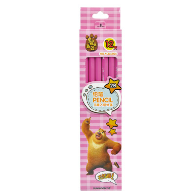 

Sanmu SUNWOOD Bear Infested Cartoon 2B PencilExam Tuka Pencil Pink Hexagon Pen 12 Pack XCM0026 Student Stationery