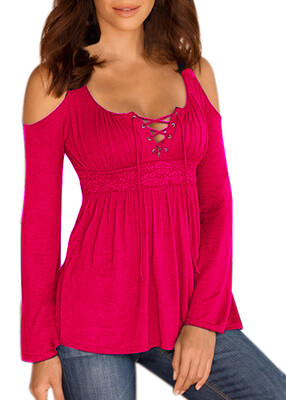 

Mooncolour Womens Hollow Out Casual Loose Solid Blouse Tops