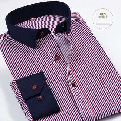 

Middle Aged Business Men Long Sleeve Casual Shirt Spring Autumn Silm Fit