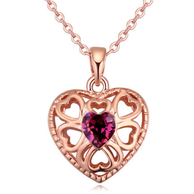 

Heart Pendant Necklace For Women Rose Gold Color Austrian Crystal High Quality Gift Bride Wedding Jewelry .20593