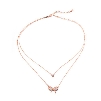 

Folli Follie Fu Li Fu Li Lady S925 silver bow necklace clavicle chain rose gold 3N16S045RC