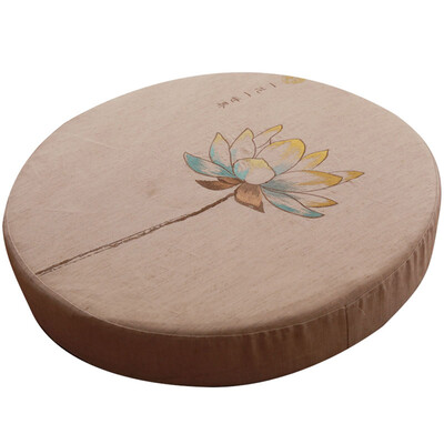 

Nobildonna Lotus Pattern Linen Embroidery Round 555510cm Chinese Style Memory Foam Floor Cushions Meditation Cushion Tatami
