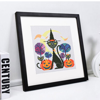 

embroider DIY DMC Cross stitch,Sets For Embroidery kits Halloween Black Cat factory direct sale