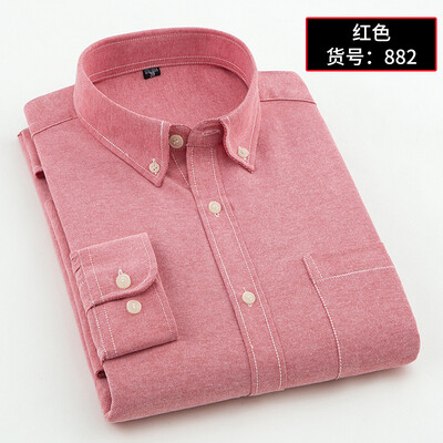 

Casual Men Long Sleeve Shirt Spring Silm Fit Oxford Textile Solid Color