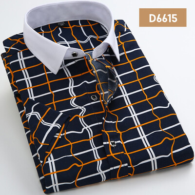 

Men Casual Shirt Fashion Short Sleeve Solid Color Summer Slim Printing
