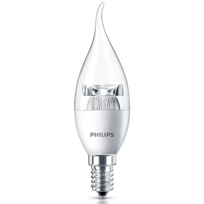

[Jingdong супермаркет] Philips (PHILIPS) LED мерцает лампу прозрачной Е14 200lm 3w Дешевые 2700K теплого светлого цвета лист палоч