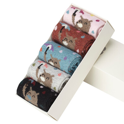 

Antarctic Nanjiren ladies rabbit wool socks thick warm socks 5 double gift box bear head code