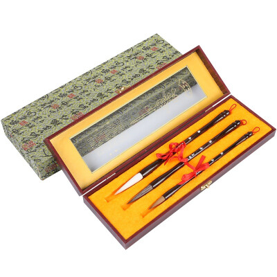 

Shaosi culture Shanlian Lake pen fine wolf cents three-piece high-grade Wenfangsibao students calligraphy supplies brush gift set