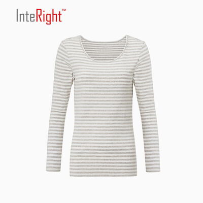 

INTERIGHT Women&39s Big Round Collar Shirt Gray Stripe