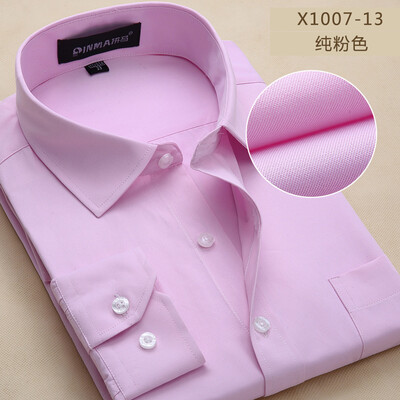 

Men Long Sleeve Shirt White Collar Fashion Profession Solid Color Spring Autumn