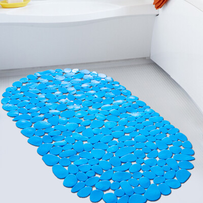 

Li home bathroom PVC mat non-slip simple and durable mat solid color stone blue 36 * 68cm