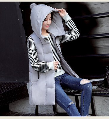 

Autumn and winter cotton vest female jacket Korean version of the Slim in the long section of thick feather cotton waistcoat hoode