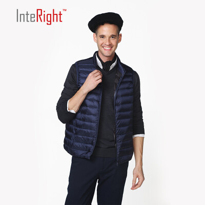 

INTERIGHT 90 white duck down men collar ultra-light portable feather vest gray blue XXL code