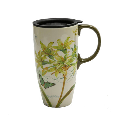 

A Ting Tall Ceramic Travel Mug Coffee Water Cup with Sealed Lid 17 oz