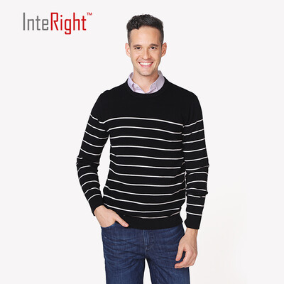 

INTERIGHT cotton men's cross neck round sweater black M code