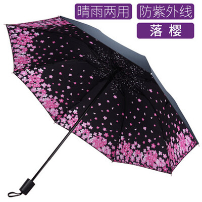 

Cntomlv Sun umbrella double sun umbrella sun shade UV light small black glue three fold Korean