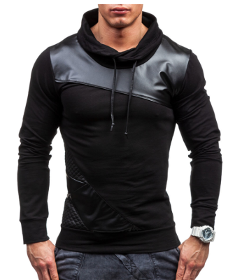 

Brand 2017 Hoodie Soild Color PU Leather Hoodies Men Fashion Tracksuit Male Sweatshirt Off White Hoody Mens Purpose Tour