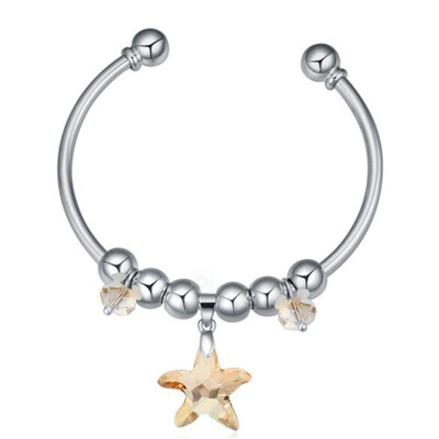 

Cuff Bracelets For Women Crystals Starfish Elegant Bracelets Bangles Luxurious Banquet Party Jewelry White Gold Plated 24059