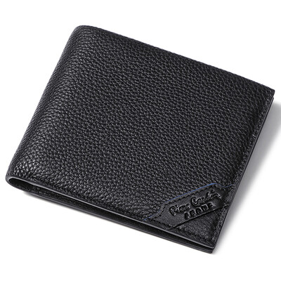

Pierca card pierre cardin mens short wallet first layer leather stitching contrast color wallet Europe&the United States fashion money ticket holder J7A509-040100A black