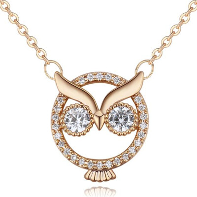 

Cubic Zirconia Fashion Jewelry Owl Necklace Pendant For Women High Quality Friendship Party Gift 26131