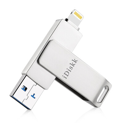 

iDiskk U006 Яблочный мобильный телефон с флэш-диском 128G Apple официально сертифицированный MFI iPhone / iPad мобильный телефон с двойным использованием U диск серебристо-серый