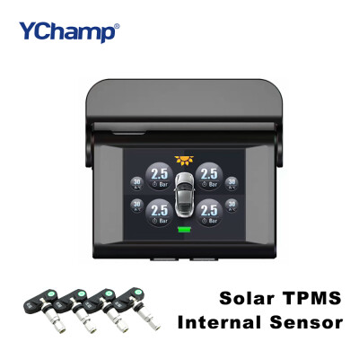 

YChamp TPMS 2.4-inch TFT display internal wireless car tire pressure monitor Solar Power charging Auto Security Alarm Systems