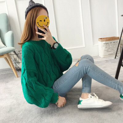 

sustory women&39s 2017 autumn&winter models Korean version of the temperament loose jacket sweater coat jacket coat SRSU095 green uniform