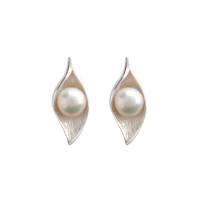 

Luo Linglong s925 sterling silver earrings female leaf leaves are pearl earrings jewelry anti-allergic simple temperament gift