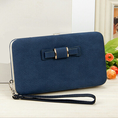 

The new solid color wallet in the long section of the multi-card phone bag bowknot lunch box female package tide