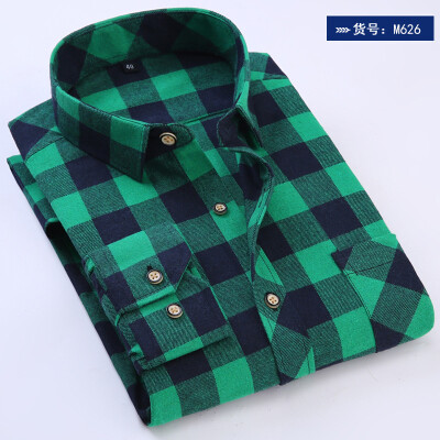 

Youth Casual Men Long Sleeve Shirt Spring Autumn Silm Fit Splice Color Lattice Fashion